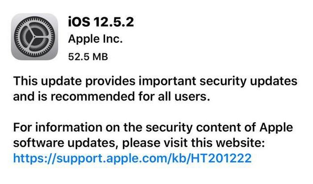 延安苹果手机维修分享iOS12.5.2发布，建议所有老苹果用户安装 